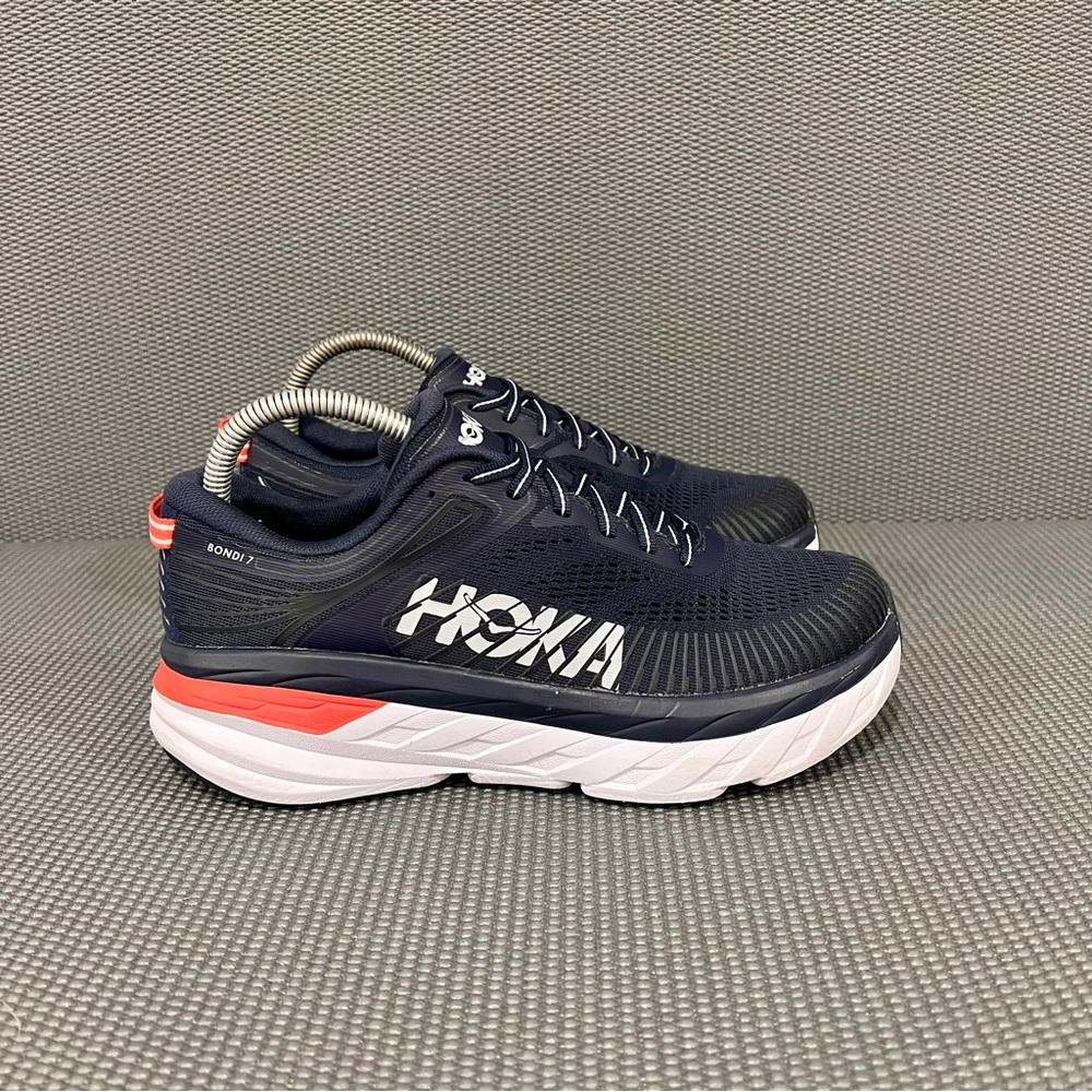 Hoka One One Bondi 7 Ballard Blue Womens Athletic Running Walking Sneaker Sz 7.5